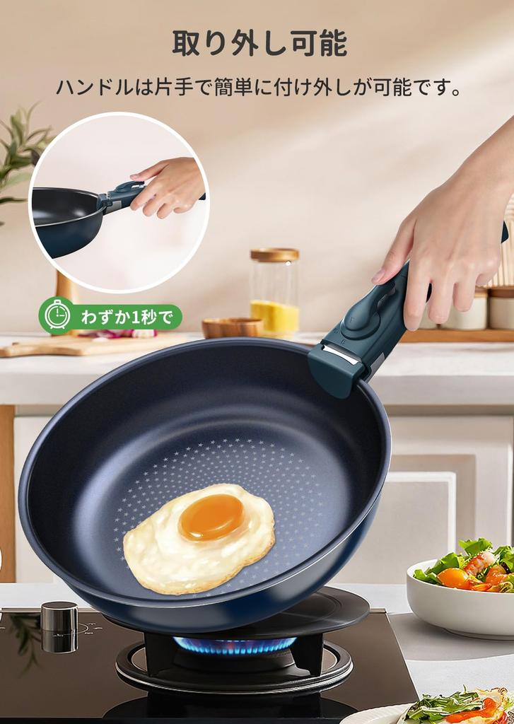 FERLORD Multi-Handle Detachable Handle for Frying Pans, Double Lock, Easy Installation