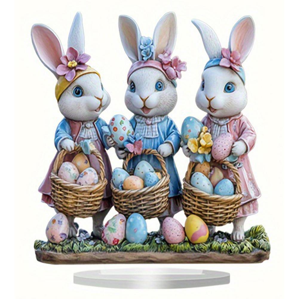 2D Easter Colorful Bunny Ornament Acrylic Desktop Rabbit Decoration Cute Cartoon Bunny Fireplace Bookshelf Home Decor 2025