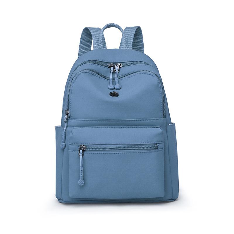 Women's Nylon Backpack Lightweight Solid Color Student Schoolbag