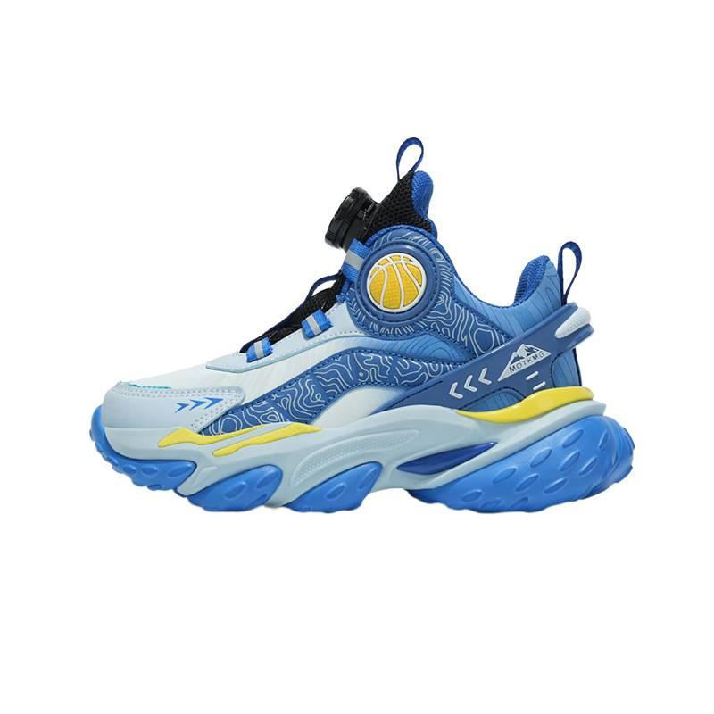 Factory Outdoor Cool Children's Leather Basketball Shoes, Trendy Rotating Buckle Inside, Comfortable Platform Sports Shoes