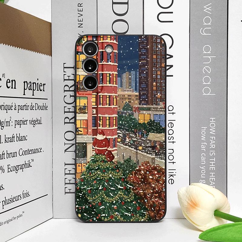 Christmas Snow Street Shop Window Scenery Pattern Phone Case for OPPO Reno 13 12 F 11 10 Pro Plus A58 Find X5 X3 Lite Soft Cover