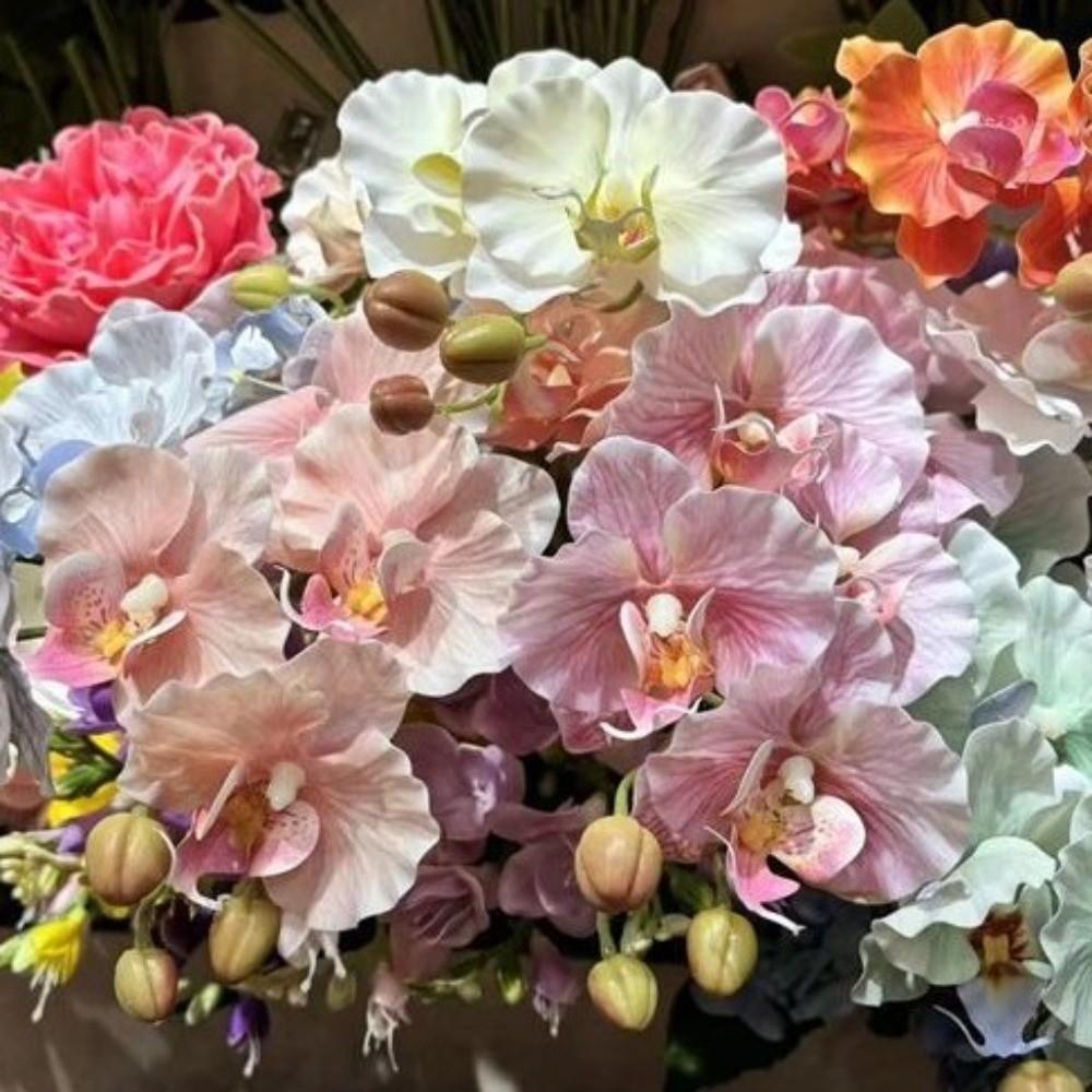 Real Touch Fake Phalaenopsis Flower 9-Heads Silk Phalaenopsis Orchid  Wedding Decoration