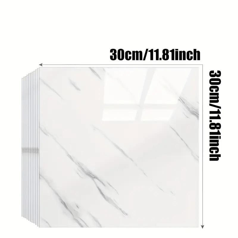 6/10/20Pc Glossy Self-Adhesive Marble Pattern Imitation Tile Wall Sticker Peel And Stick Living Room Kitchen Backsplash Bathroom Quality