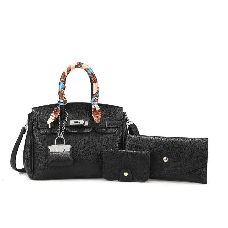 

Multi-piece large-capacity handbag women s new urban simple fashion single shoulder oblique span child and mother bag single package чёрный