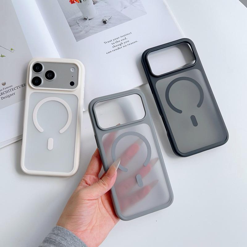 Custodia Magnetica Trasparente Opaca Per iPhone 17 Pro Max 16 15 14 13 Pro Max Per Ricarica Wireless Magsafe Cover Antiurto Texture Olio
