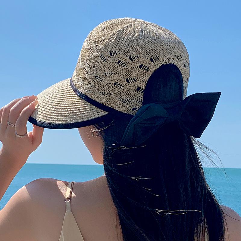Korean Style Women's Foldable Wide Brim Sun Hat - UV Protection & Breathable Straw for Summer
