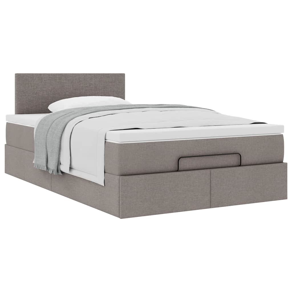 Ottoman Bed with Mattress Taupe 120x190 Cm Fabric