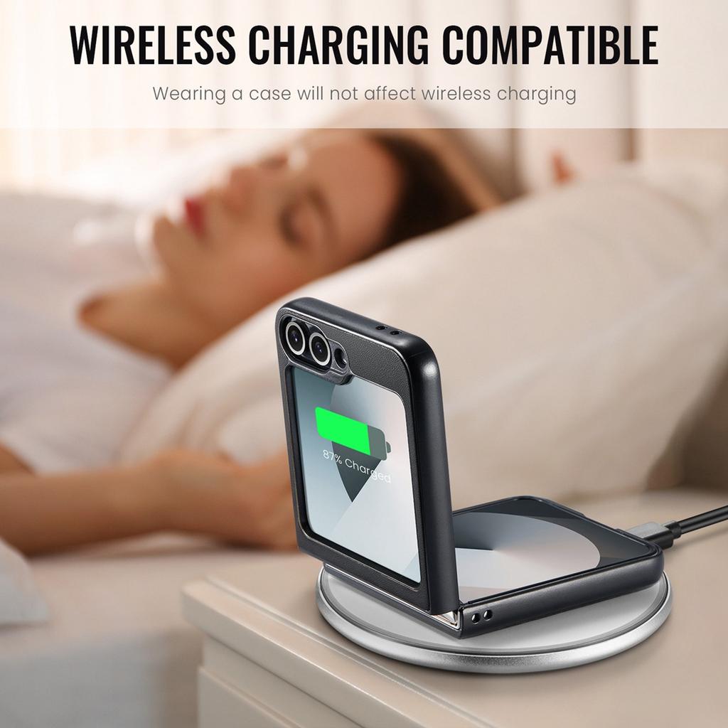 For Samsung Galaxy Z Flip 6 5G ,Flip6 Phone Leather Case ,Full Body Cover Ultra-Thin Shockproof Support Wireless Charging