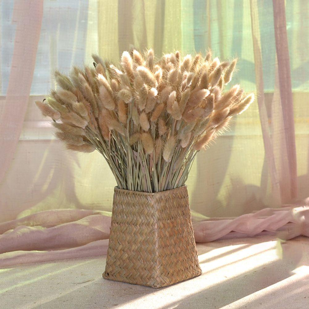 Office Tabletop Seaweed Woven Flower Basket Geometric Design Imitation Flower Vase Flower Arrangement