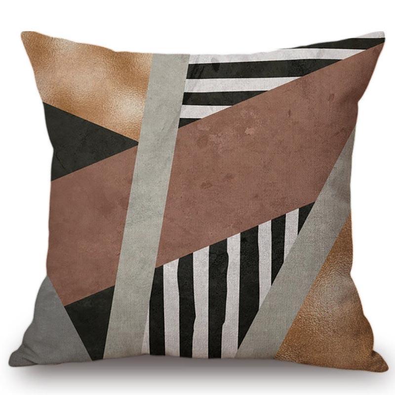 Vintage European Black Pink Yellow Geometric Sofa Throw Pillow Case Diamond Stone Triangles Decoration Cushion Cover Cojines