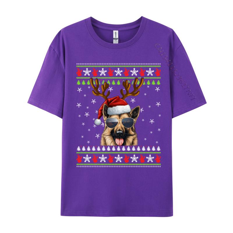 Gerunisex Shepherd Christmas Reindeer Ugly Sweater Xmas Tshirts Vintage T Shirts Faddish Adult Tops Tees