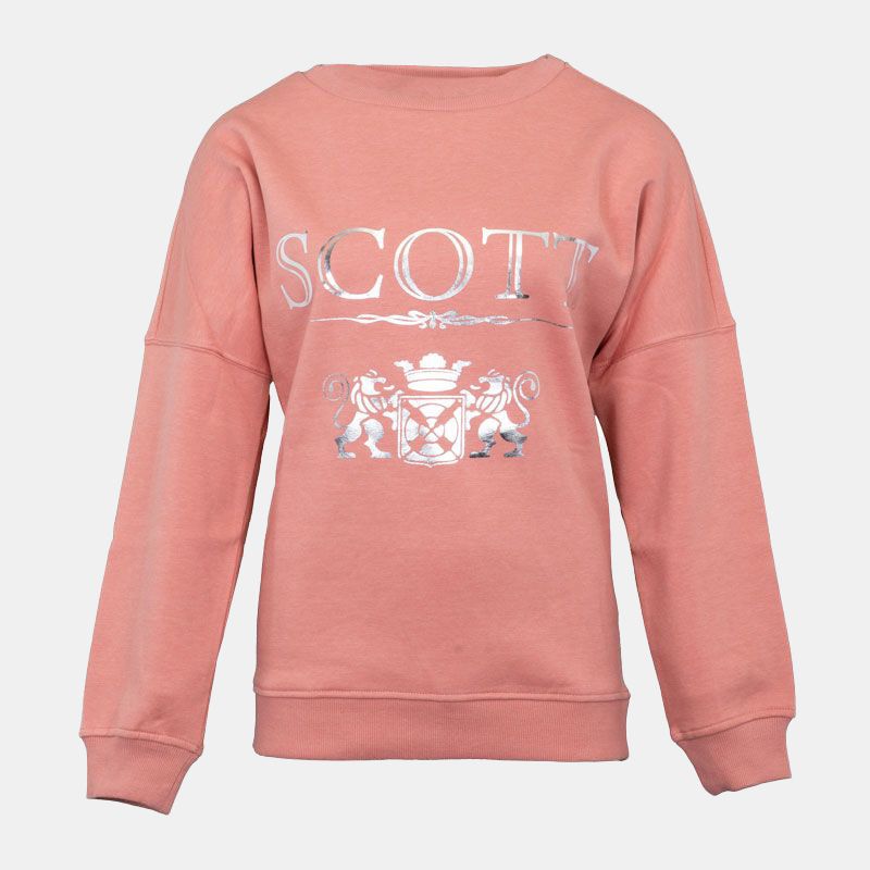 

Однотонный пуловер с серебристым логотипом Женский SCOTT розовый