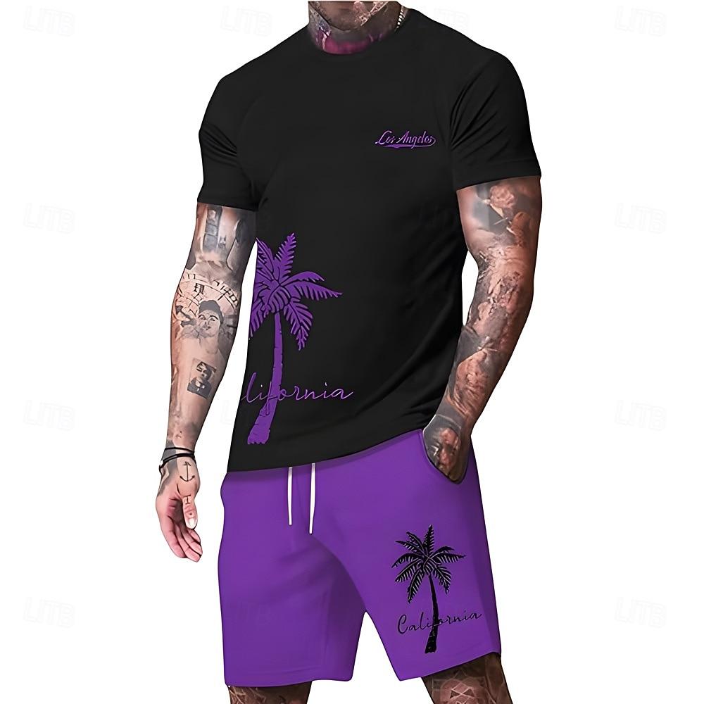 

Men s Tees sets Summer Tops Short Sleeve Short Pants Crew Neck Sport Casual beach vacation Outdoor Sport Daily Summer XL