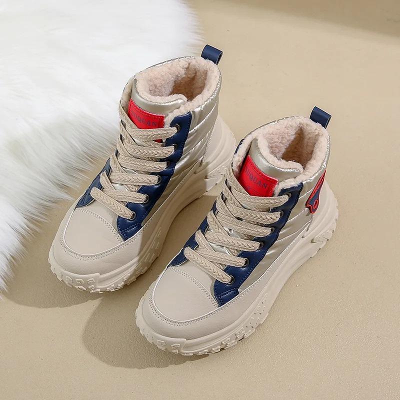 Winter Women's Shoes Fashion Thick Sole Sneaker Winter Plush Warm Cotton Boots Non-slip Ankle Boots Women Snow Boots Botas Mujer