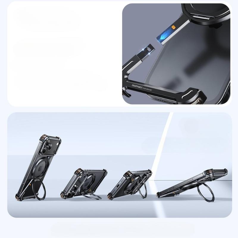 Magnetic Metal Bumper Cover for iPhone 17 Pro Max Magsafe 360° Rotatable Holder Frameless Shockproof Case for iPhone Air 17Pro