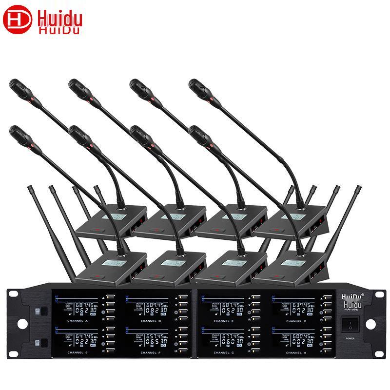HuiDu MA-08 Wireless 1-to-8 Conference Mic: Gooseneck, Handheld, Headset Options