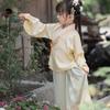 Children's Ming Dynasty Style Hanfu: Little Autumn Girl's Shirt and Skirt with Collar and Tag for Spring and Autumn