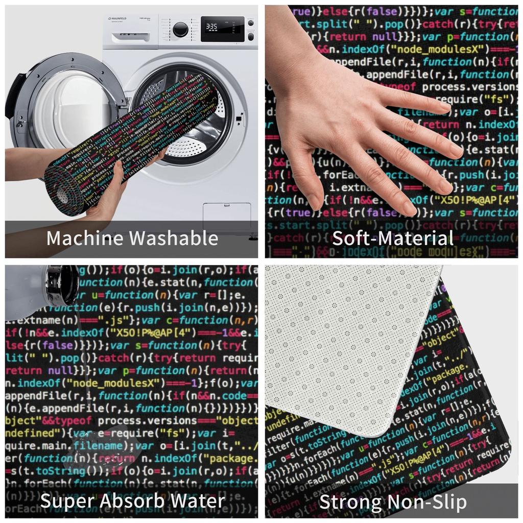 Coding Programmer Nerd Geek Doormat Mat Anti-Slip Science Hacker Computer Code Kitchen Bath Living Room Rug Carpet 40*60cm