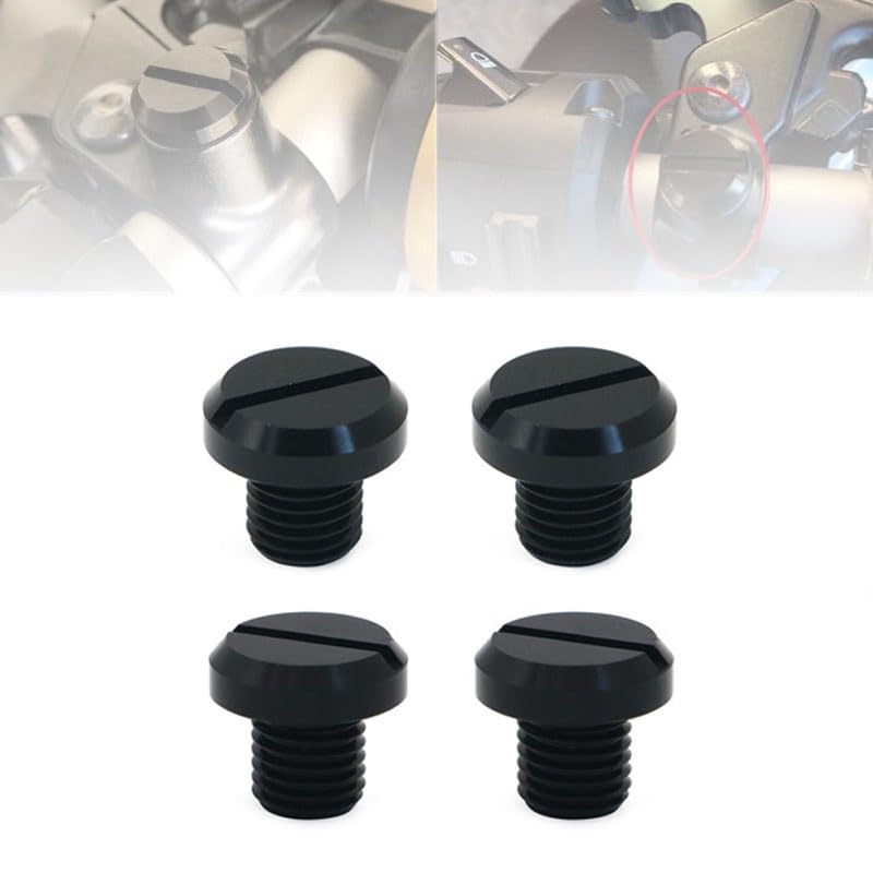Mirhua M10x1.25 Aluminum 304 Stainless Steel Motorcycle Mirror Hole Cover Caps (Black) for Yamaha Honda Kawasaki Suzuki BMW