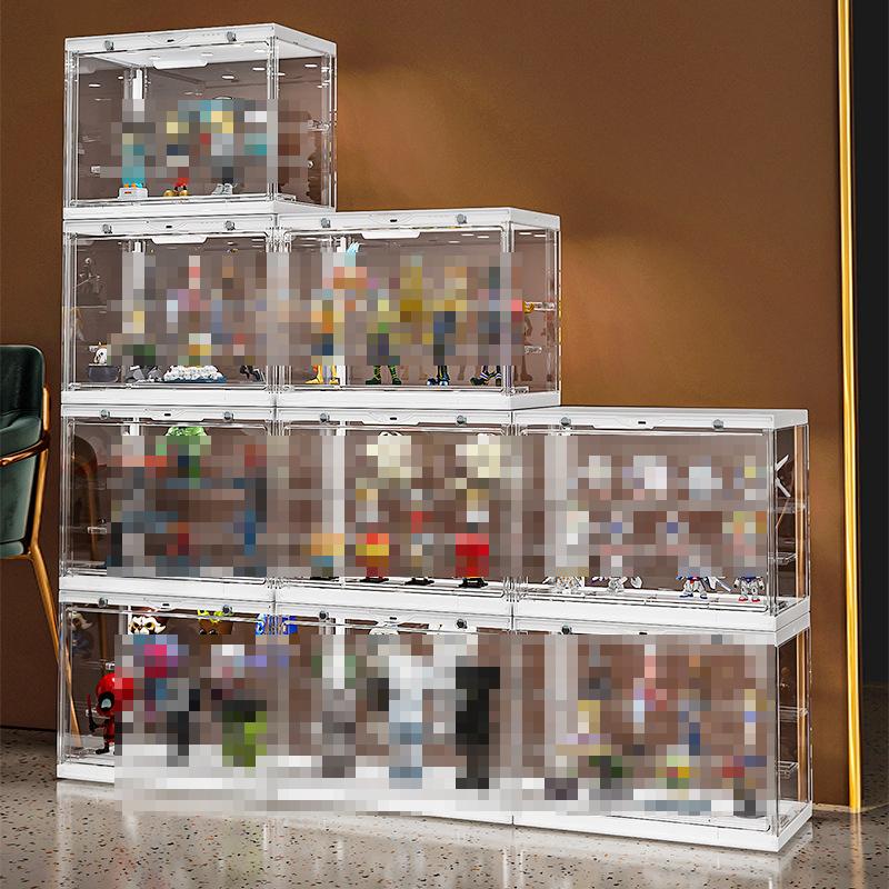 Vitrine Aufbewahrungsbox mit LED-Licht Weihnachtsimitat Acryl Transparent Ornamente Modell Spielzeug Vitrinen