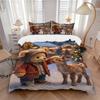 3pcs Christmas Deer and Bear Bedding Set - Includes One Quilt Cover and Two Pillowcases (No Core) - Festive Gift for Bedroom Decor - Anime C