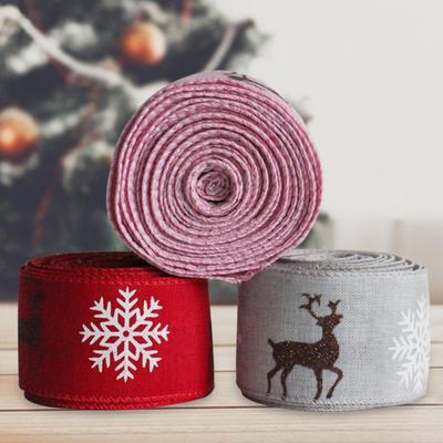 1 Roll Beautiful Eco-Friendly Wired Edge Printed Ribbon Card Making Gift Wrapping Ribbon for Gift Wrapping