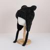 Children Hat with Windproof Rope Cartoon Bear Shape Soft Plush Inner Elastic Warm Hat Boys Girls Winter Headwear