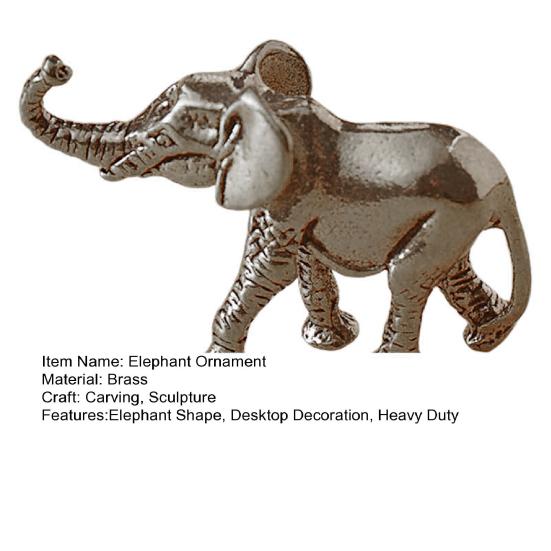 1 Pair Brass Elephant Figurine Carving Golden Elephant Statue Metal Animal Sculpture