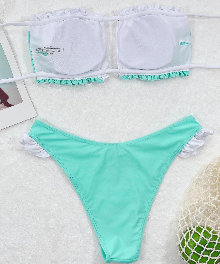 Miniature Women's Swimsuit Sexy Patchwork Back Tie Swimsuit Thong Swimwear Beachwear Bathing Suits