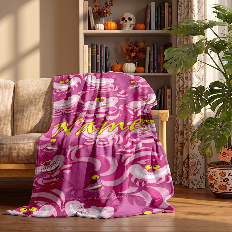 Cheshire Cat Custom Flannel Blankets Soft Warm Cozy Throws for Home Decor Holiday Gifts