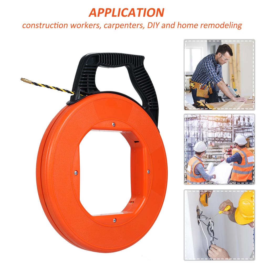 Electrical Wire Puller 100FT Polyester Electrical Fish Tape, Fish Tape Wire Puller with High Impact Case Cable Retractable Aid