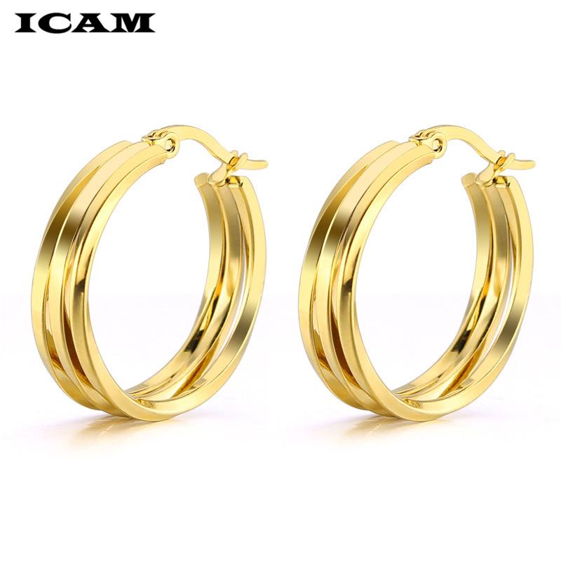

Brand Metal Elegant Hoop Earring Woman 2019 New Vintage Gold Color Cheap Korean Statement Earrings Accessories Brincos 25mm золотий