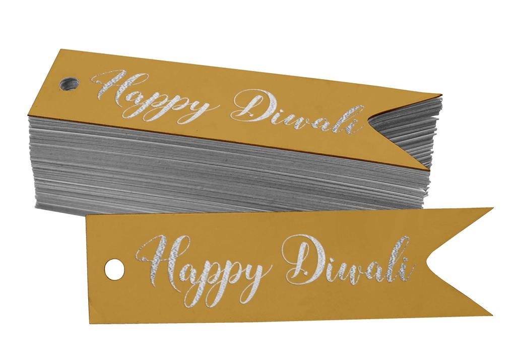 Inkdotpot Pack Of 100 Happy Diwali Favor Paper Tags Craft Real Gold Foil Hang