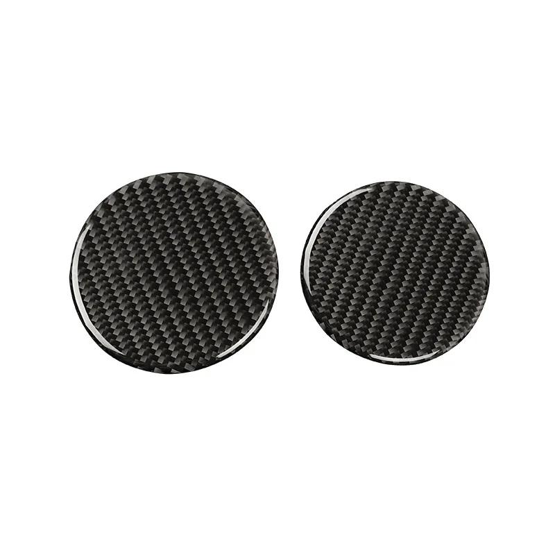 2PCS Carbon Fiber Car Center Water Cup Holder Coaster Texture Mat Anti-Slip Pad Decoration Sticker For Ford Mustang 2015-