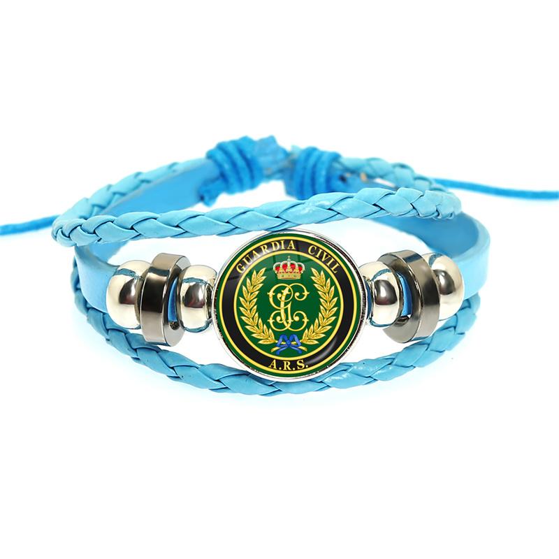 España Guardia Civil El Honor Es Mi Divisa Glass Leather Bracelets Multilayer Spanish Police Braided Bracelets Bangles Jewelry