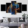 5 Pieces Canvas Wall Arts Poster Painting Animals Black Panther AI Art Wallpaper Home Decor Picture Print For Interior Artwork No Frame