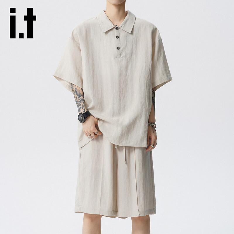 Izzue It Men's Linen Tencel Blend Casual Two-Piece Set