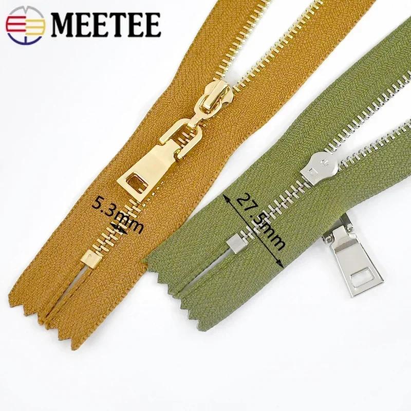 5Pcs Meetee 15/18/20/25/30cm 3# Metal Zippers Close-End Auto Lock Zips for Bag Garment Zip Closure Repair Sewing Accessories