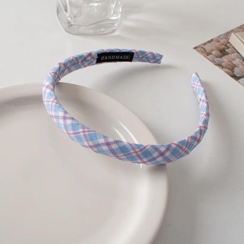 

New Fashion Checkered Hair Hoops for Women Sweet Temperament Solid Color Headband Hair Hoop Fashion Hair Accessories One Size