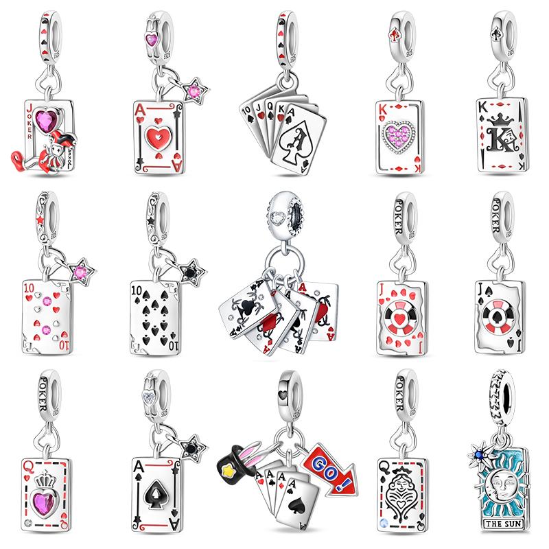 Charm 925 Silver Playing Cards Pendant Spades A Charms Fit Bracelet Necklace Beads DIY Jewerlry Accessories