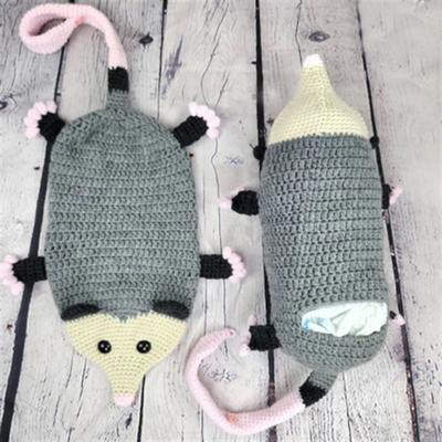 Borsa Portaoggetti Opossum all'Uncinetto Lavoro a Maglia Fatto a Mano Porta Sacchetti della Spesa da Appendere Animali all'Uncinetto Decorazione per la Casa Regalo per Amanti degli Opossum