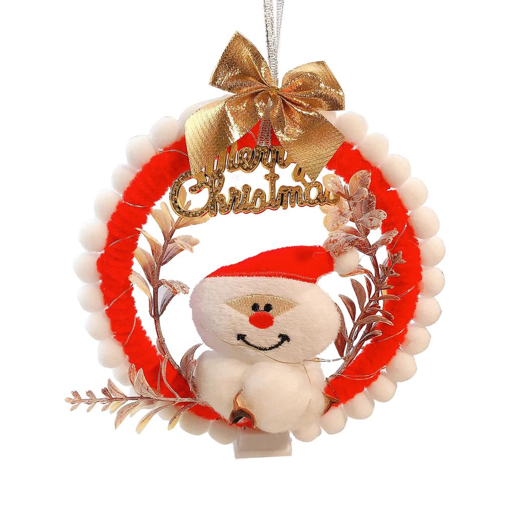 DIY Christmas Wreath with LED Light Battery Operated Christmas Tree Hanging Ornament for Christmas Party Decorations