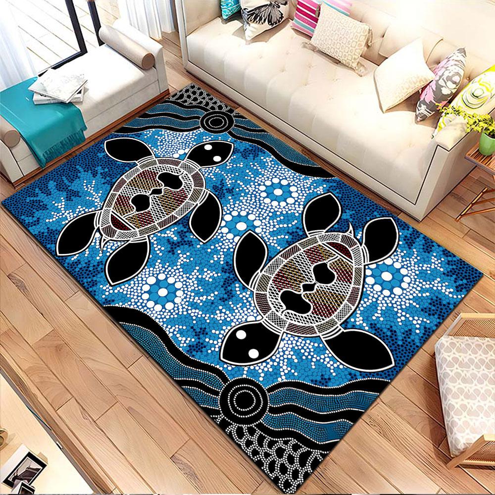 Turtle Dreamtime Art Rug Patterned carpet, non slip mat suitable for living room and bedroom sofas