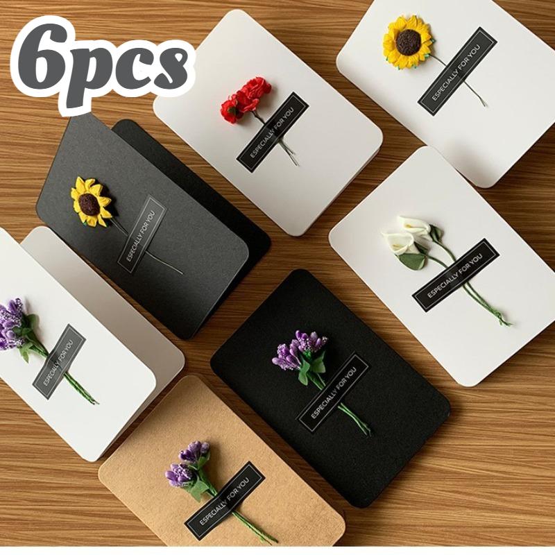 

6pcs 3D Pressed Flower Card, Mother s Day & Graduation Greeting Card with Eternal Flowers, for Wedding Gift,Mother s Day Flowers