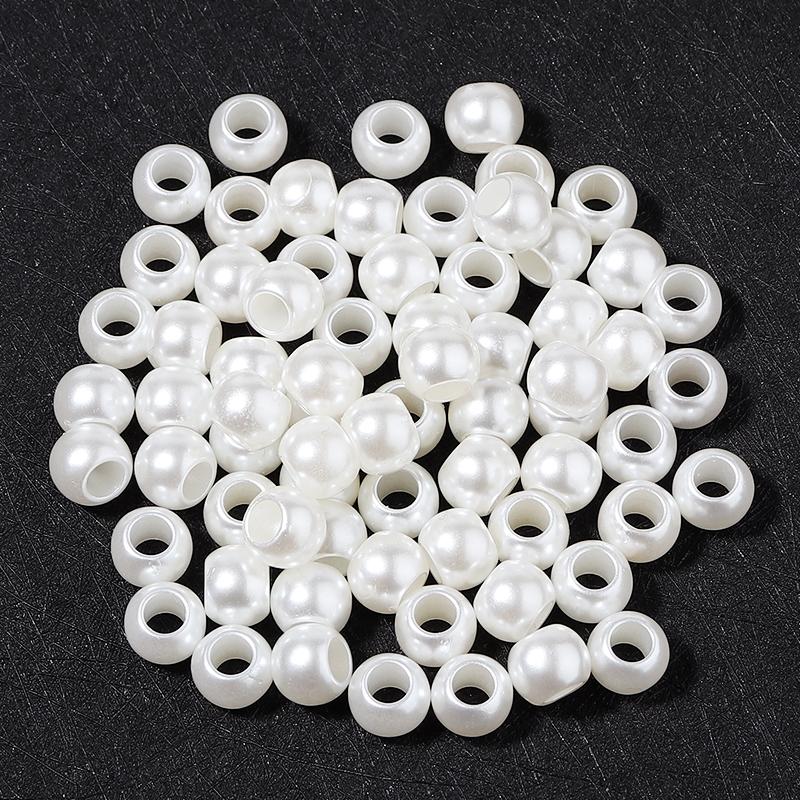 30-200pcs 8 10 12 16mm ABS Imitation Pearl Big Hole Beads Plastic Acrylic Spacer Bead For Jewelry Making Diy Bracelet Necklace