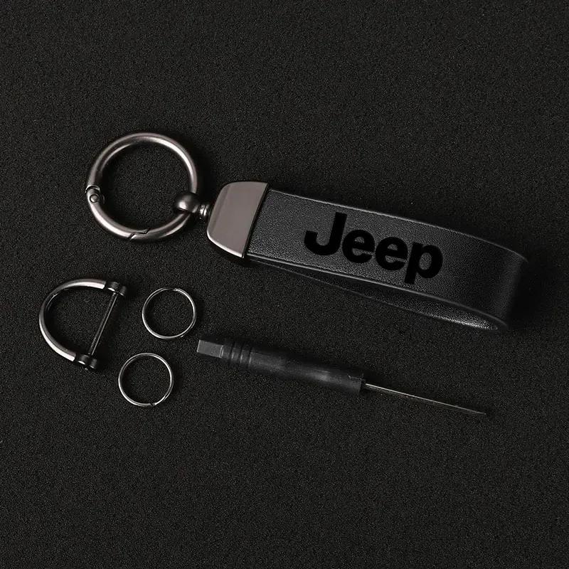 Per Auto Jeep Portachiavi ad Anello in Pelle Vintage Catena in Lega di Zinco Chiave per Jeep Grand Cherokee Wrangler JK Gladiator Compass Renegad