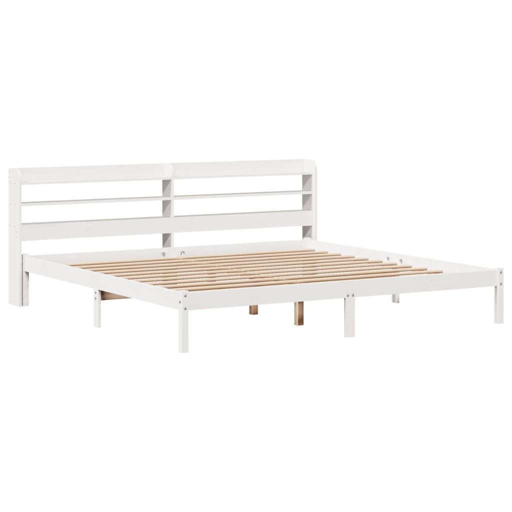 Solid Wood Bed without Mattress White 200x200 cm Pine Wood