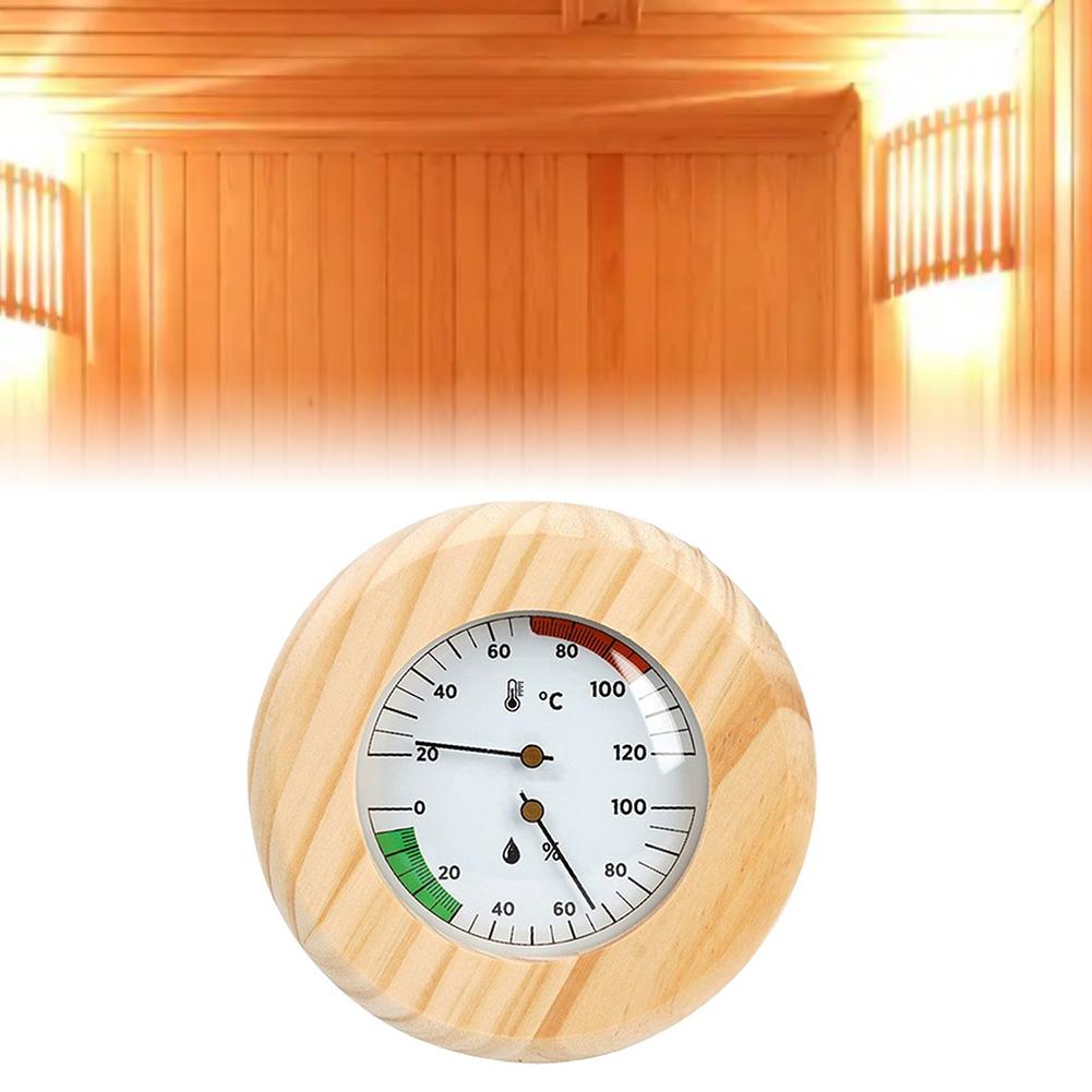 wooden sauna thermometer and hygrometer wall mounted analog instrument for accurate temperature and humidity monitoring