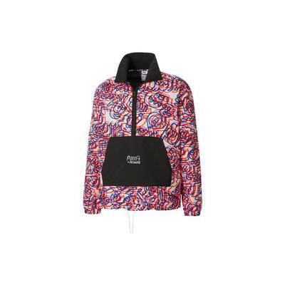 X Mr Doodle Graffiti Print Contrast Half-Zip Stand Collar Jacket Men Jackets Red 530648-02