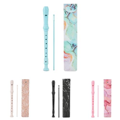 Jasenna Soprano Recorder, 8-Hole C Key, for Elementary School Students and Beginners, Includes Cleaning Stick, Fingering Chart, and Leather Storage Ba